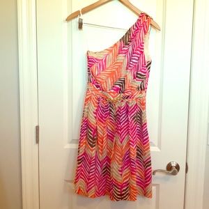 Trina Turk One Shoulder Multi Colored Dress